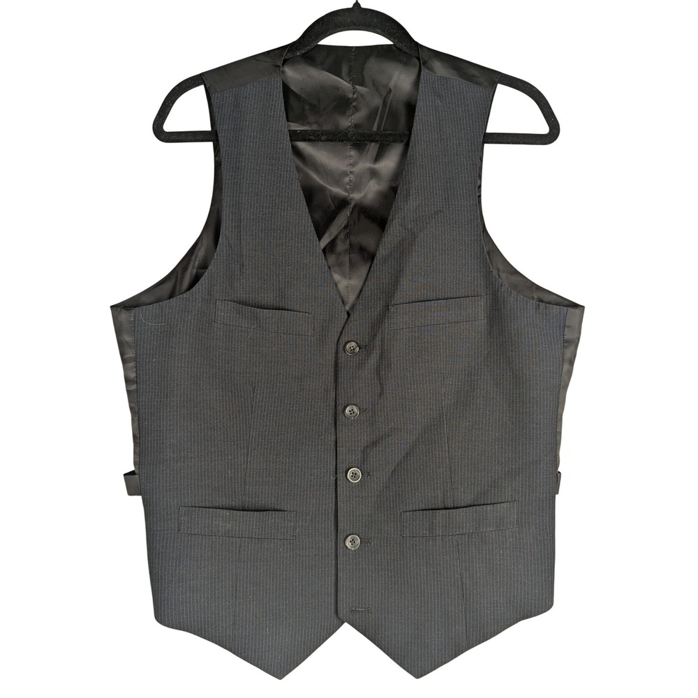 S Kenneth Cole Reaction Mens Pinstripe Suit Vest Charcoal Gray